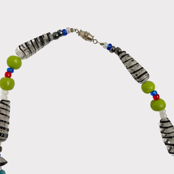 Colorful Clay Square‎ Round Beaded Necklace - Picture 4 of 5